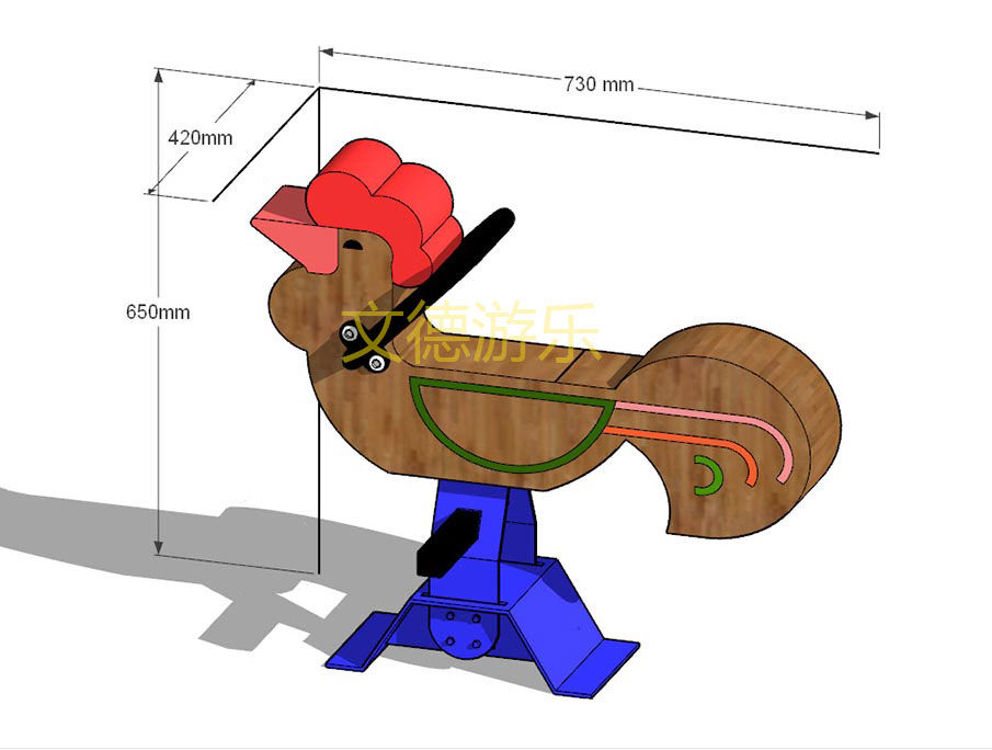 公雞戶外實木搖搖樂